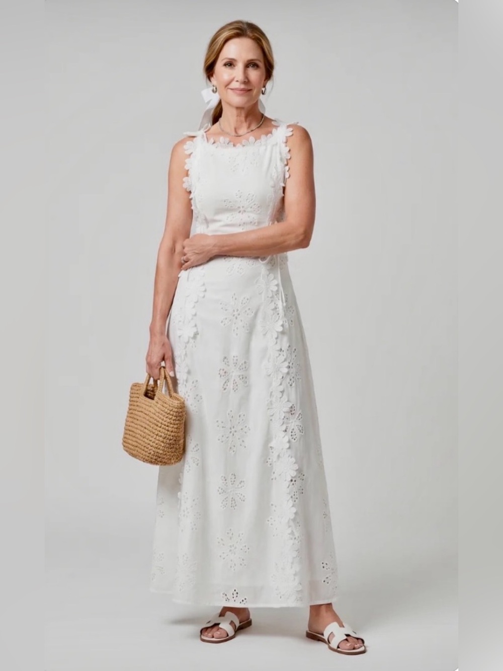 NWT White Eyelet Embellished Maxi